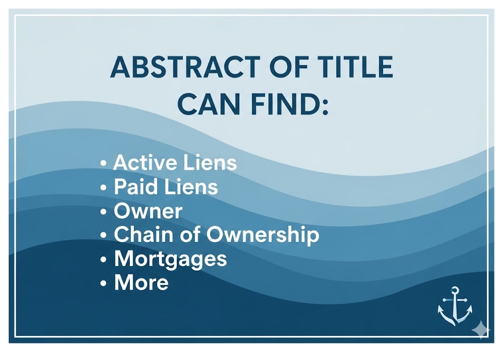 The Abstract of Title functions as a kind of vessel lien search