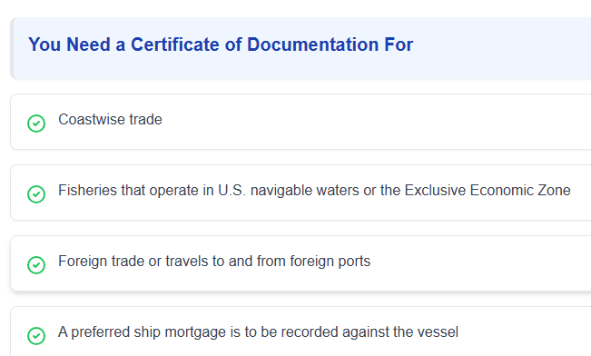 Certificate of Documentation benefits