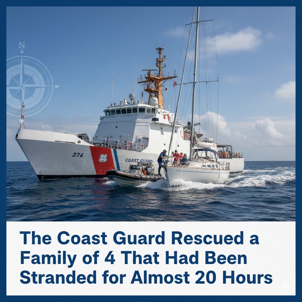 Coast Guard Documentation: The Coast Guard Rescued a Family of 4 That Had Been Stranded for Almost 20 Hours. 