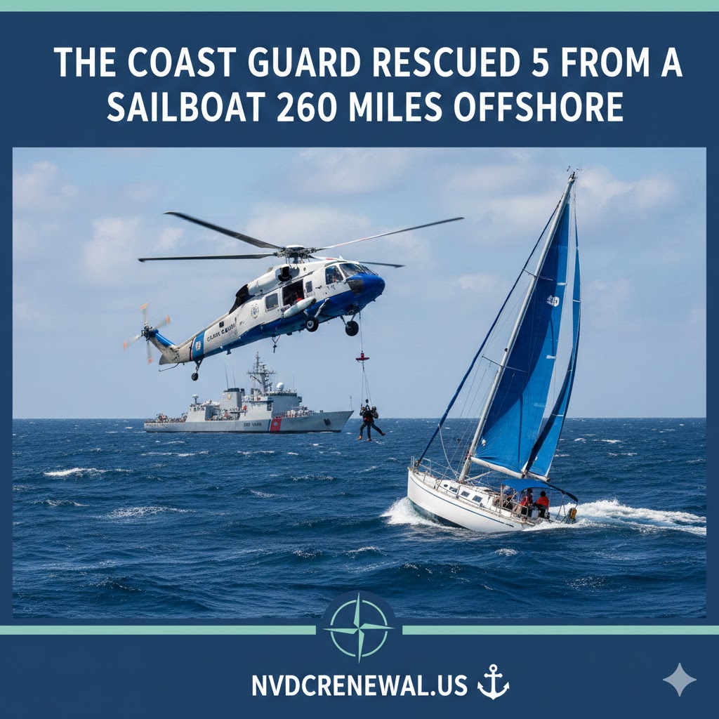 Coast Guard NVDC Heroism: The Coast Guard Rescued 5 From a Sailboat 260 Miles Offshore 